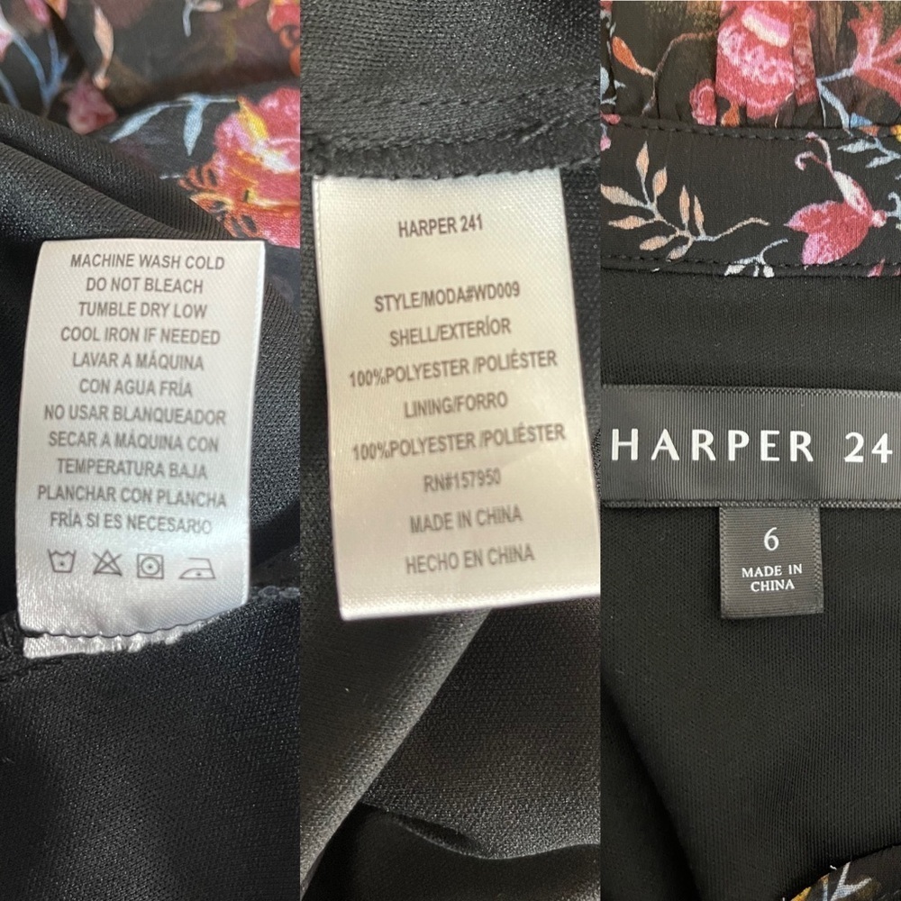 Harper 241 black and floral ruffled collar boho dress women’s size 6 - Picture 12 of 15